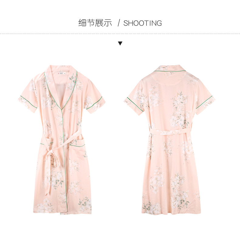 Áo ngủ nữ mùa hè ngắn tay cotton đồ ngủ mùa hè yukata phần dài cotton home dịch vụ áo choàng tắm mặc quần áo gown áo choàng ngủ