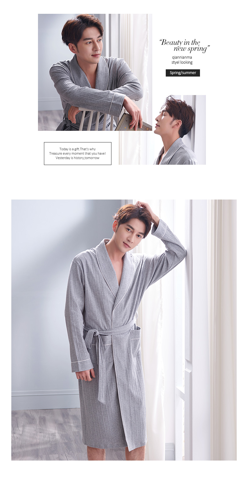 Bộ đồ ngủ nam cotton dài tay áo choàng dài nam áo choàng cotton nam mùa đông kích thước lớn dịch vụ nhà áo choàng tắm kiểu Nhật áo choàng nam nữ
