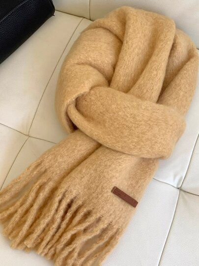 Korean-Style Mohair High-End Large Scarf for Women, Autumn and Winter, Oversized and Thickened, Warm Neck Warmer, Student Shawl, Dual-Use