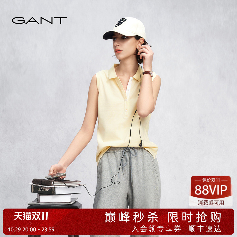 [Excellent Polo] Gant/Gant 26 Women's Pique Cotton Slim-Fit Sleeveless Polo Shirt