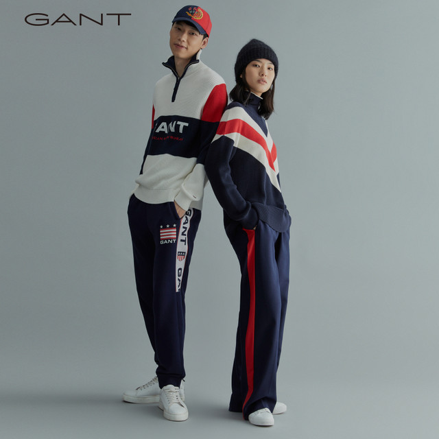 GANT GANT ຜູ້ຊາຍແລະແມ່ຍິງແບບດຽວກັນຂອງຄູ່ຮັກຄົນອັບເດດ: ກິລາເຄິ່ງ ziper sweater sweater ສໍາລັບຜູ້ຊາຍ 8030108