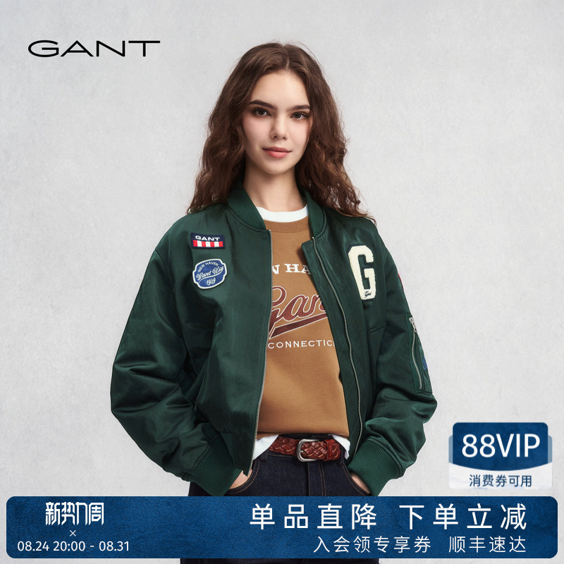 [Badge Baseball Uniform] Gant/Gant Spring and Autumn New Women's Retro College Style Loose Jacket