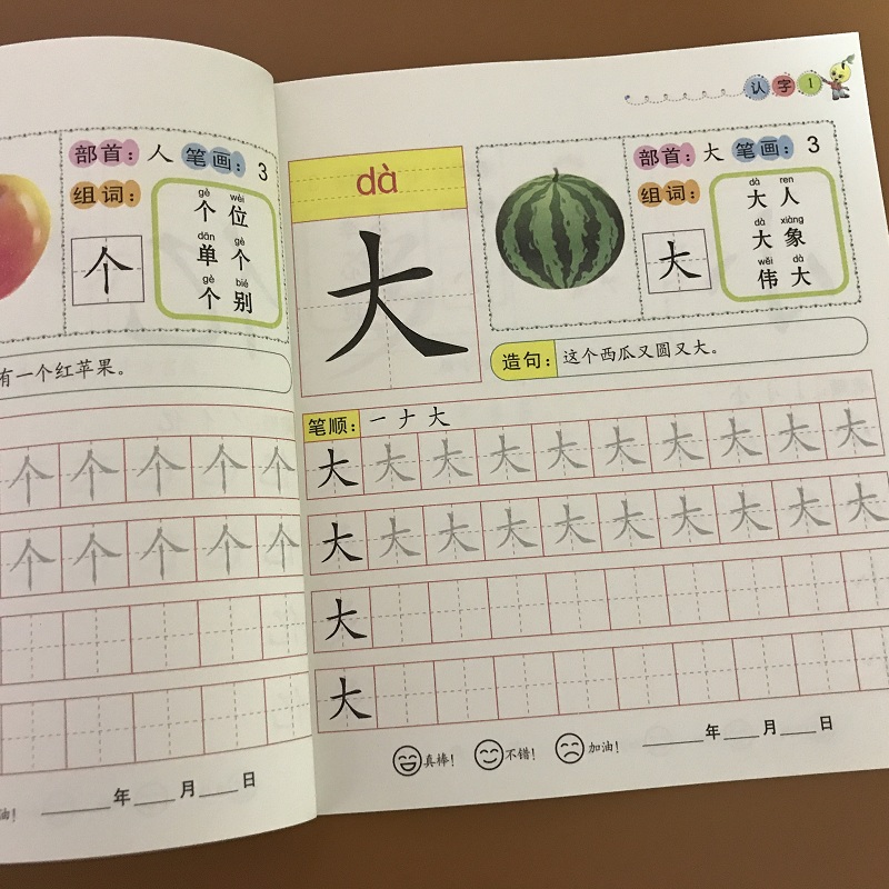 全套6本兒童識字書漢字描紅本筆劃筆順字帖幼小銜接幼兒園教材3 5 6歲幼兒寶寶幼升小中大班學前班認字學漢字練習簿學前識字教育