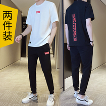 Mens t-shirt short-sleeved trendy summer casual suit Mens set with handsome mature 2020 new summer clothes