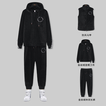 Golden velvet men autumn and winter 2021 new spring three-piece mens coat plus velvet thickened sports suit men