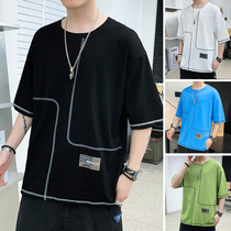 Short-sleeved T-shirt mens summer ins trendy brand mens 2021 New Summer fashion trend loose print shirt clothes half sleeve