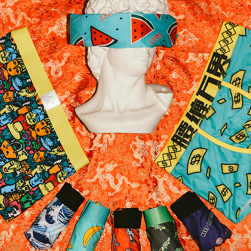 3-Pack Men's Cartoon Personality Milk Silk Boxer Briefs Trendy Creative Print Modal Four-Corner Shorts