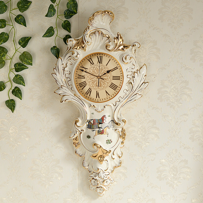 European-style clock clock wall clock living room ceramic atmosphere light luxury creative luxury art decoration quartz clock ultra-quiet