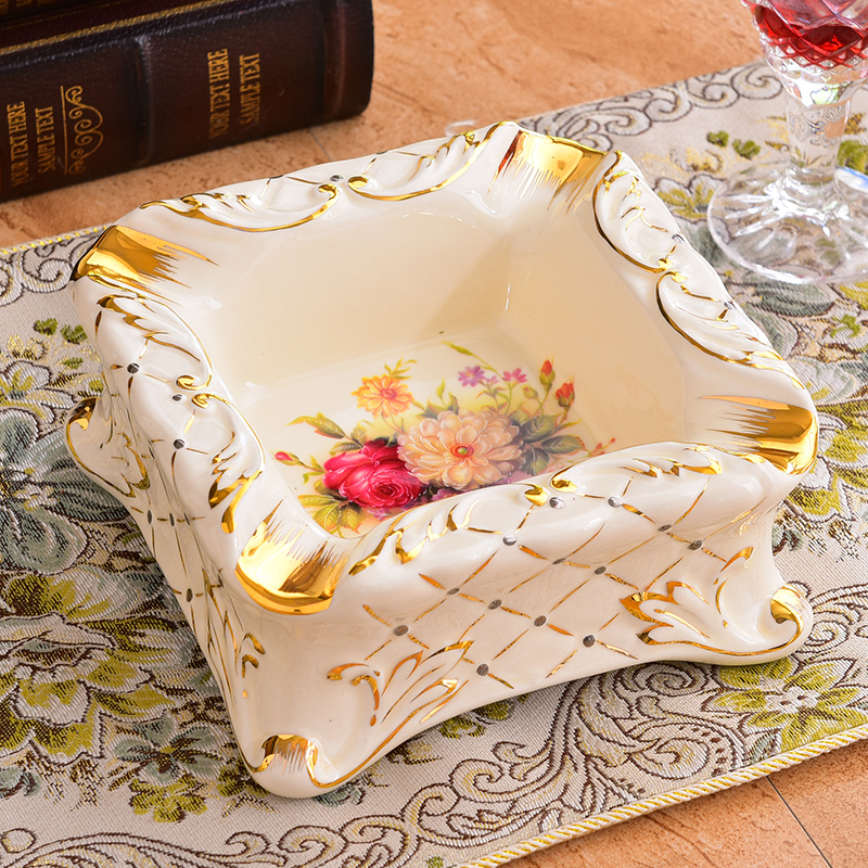 European-style ashtray home creative personality with lid large retro fashion cigar office living room extra-large ashtray