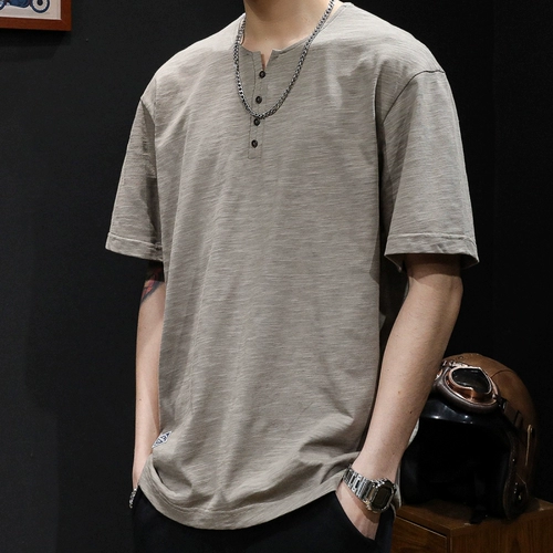 Бамбуковая хлопковая японская ретро футболка с коротким рукавом, свободный крой