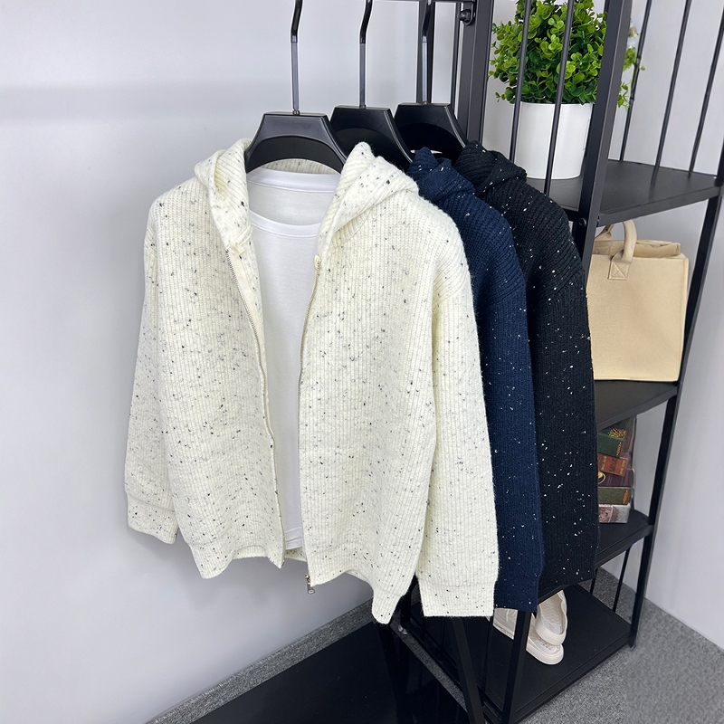 Hooded Zipper Cardigan Sweater for Men, Spring and Autumn Trendy Casual Hoodie, Men's Lazy Style Knitwear Jacket