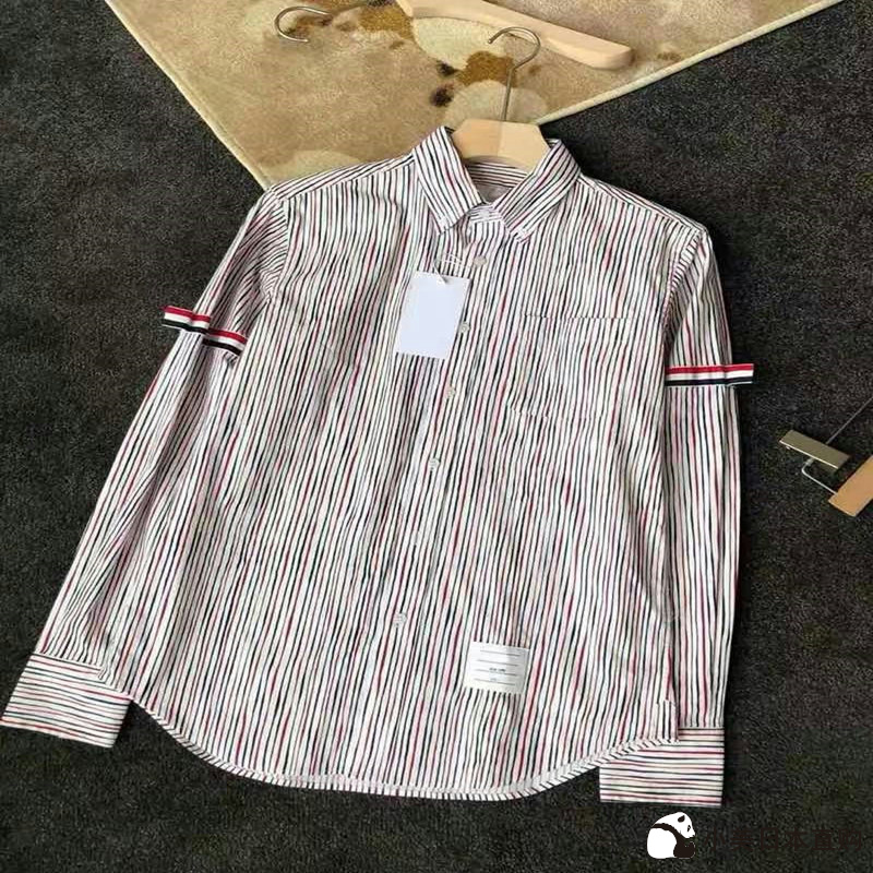 Small beauty Japanese generation Thom Browne autumn and winter new TB Tom Browne double-sleeved red, white and blue ribbon suit shirt