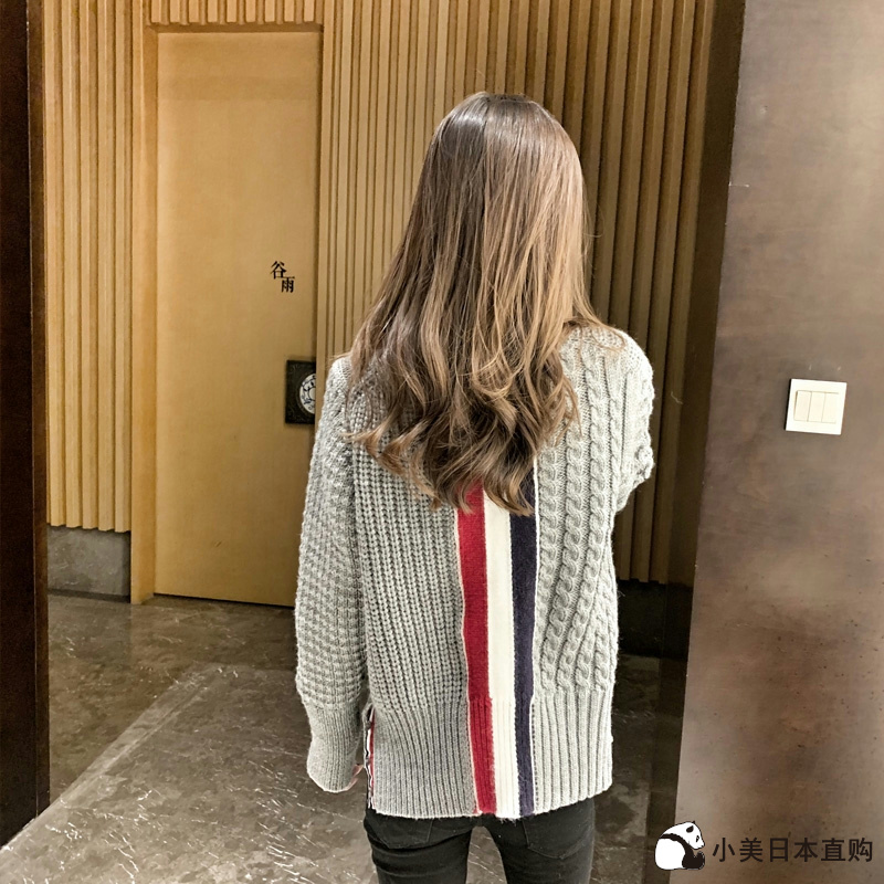 Xiaomei Japanese generation Thom Browne spring new TB back color strip twist braided round neck pullover sweater sweater