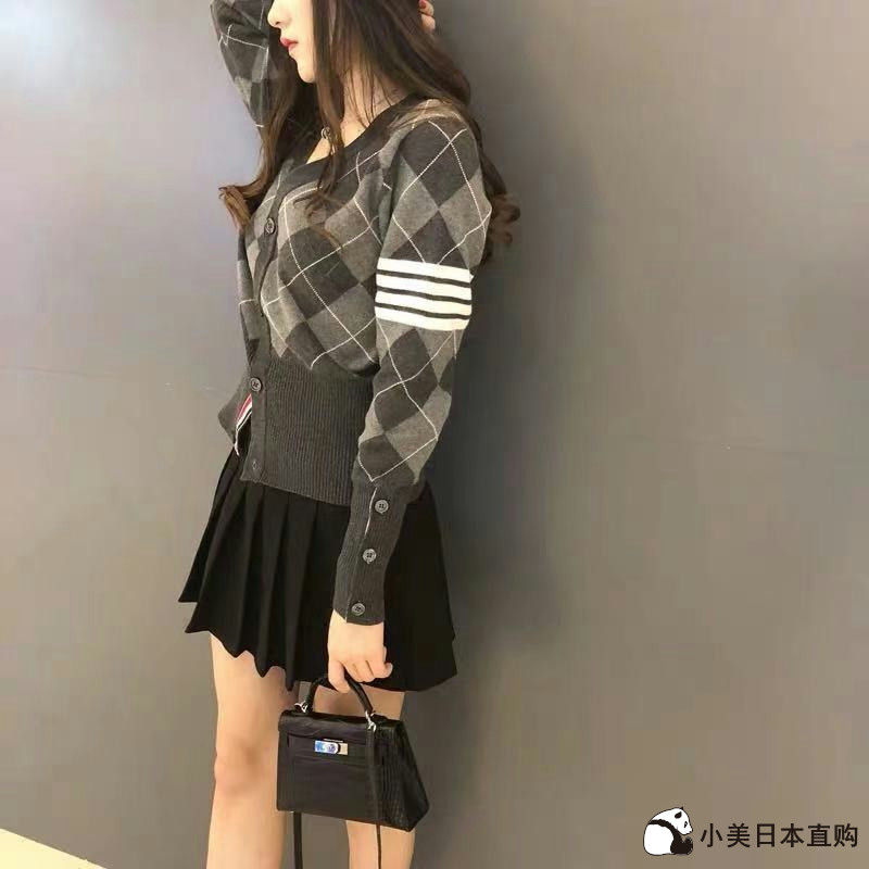 Xiao American Day Thom Browne Spring New TB Cashmere Prism Plaid four - track warm knitting sweater