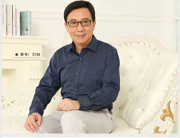 Áo sơ mi nam dài tay trung niên mùa hè mỏng phần bố