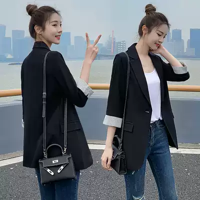 2021 small blazer women's new spring summer dress thin Korean temperament fried street coat English style black suit women