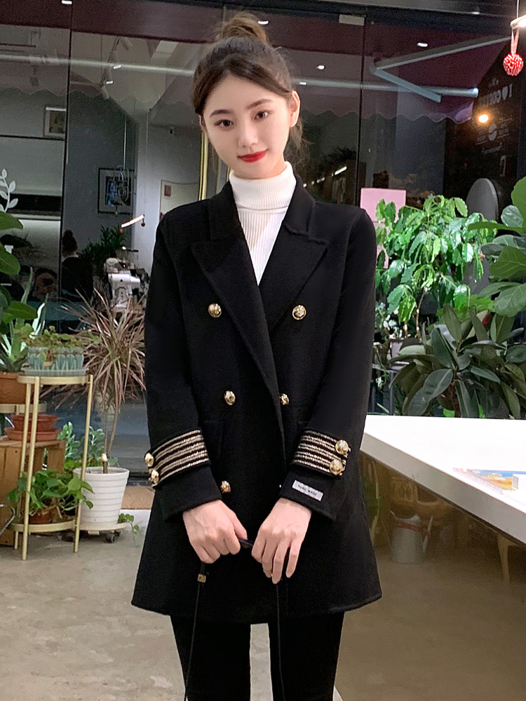 Coat women's 2022 new autumn and winter small mid-length version Korean casual fashion woolen short woolen coat women