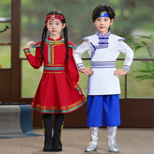 Новые этнические костюмы для танцев Дауру для детей, костюмы для выступлений для мальчиков и девочек, костюмы для выступлений студентов этнических групп