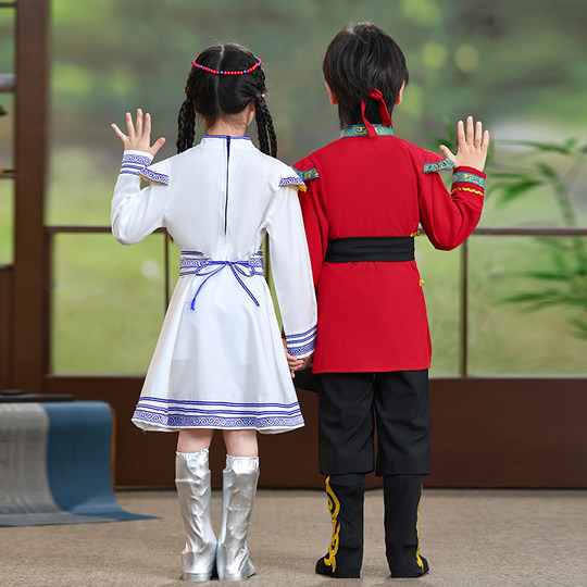 Новые этнические костюмы для танцев Дауру для детей, костюмы для выступлений для мальчиков и девочек, костюмы для выступлений студентов этнических групп