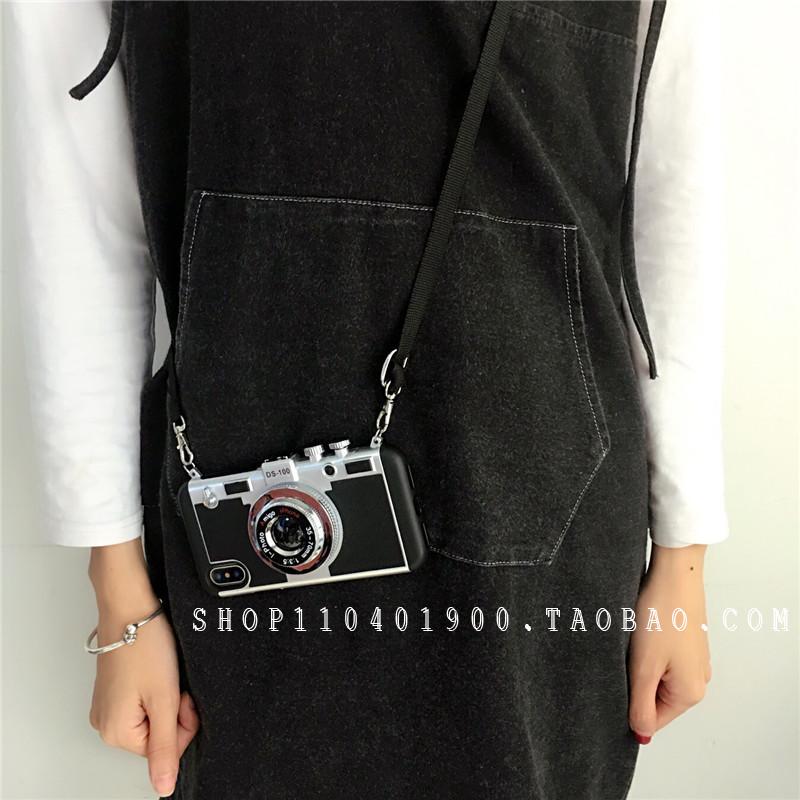 Korean Neck Strap Camera iPhone XS Max Phone Case Suitable for Apple 78 Plus Crossbody Anti-Drop Model Xr