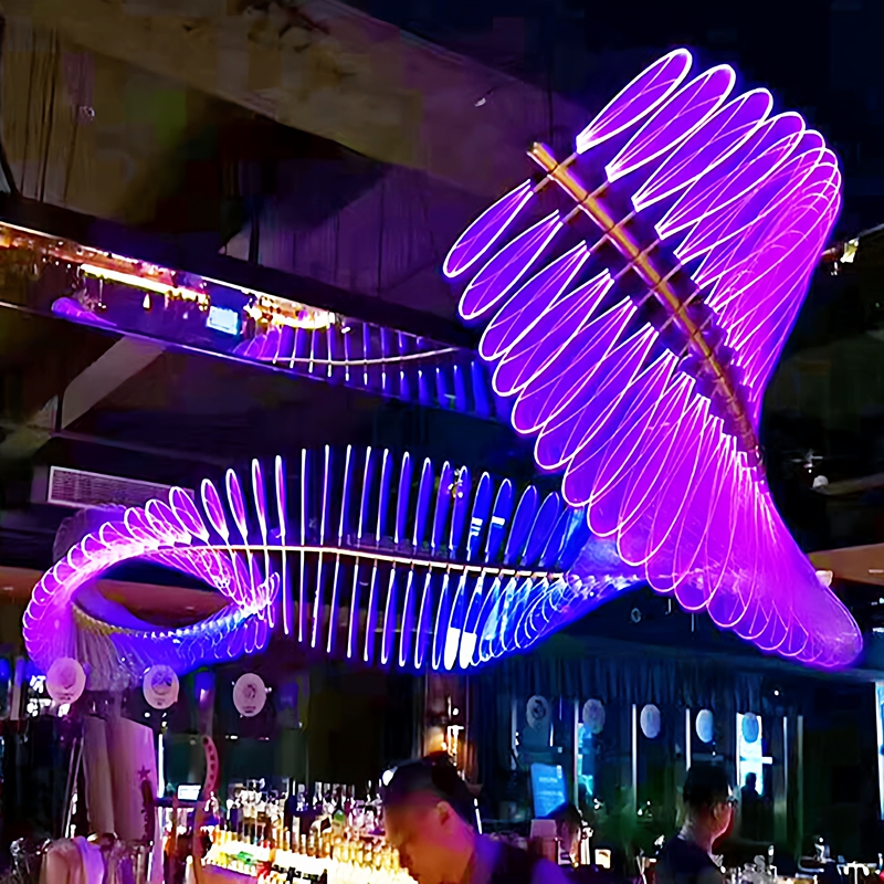 Bar S-Shaped Rotating Acrylic Leaf Light Hotel Ktv Lounge Bar Colorful Programmable Atmosphere Shaped Pendant Light Bar S-Shaped Rotating Acrylic Leaf Light Hotel Ktv Lounge Bar Colorful Programmable Atmosphere Shaped Pendant Light