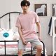 Bộ đồ ngủ Mens Summer bông Shorts Home Mang Thin Summer Casual Kích Loose có thể mặc một bộ đồ.