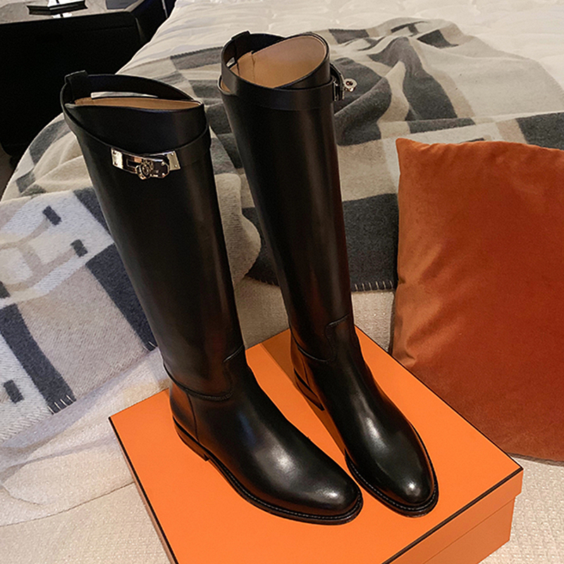 Slimming Flat Boots for Women 2025 New Autumn and Winter Black Slanted High Boots Riding Boots Over-The-Knee Long Boots