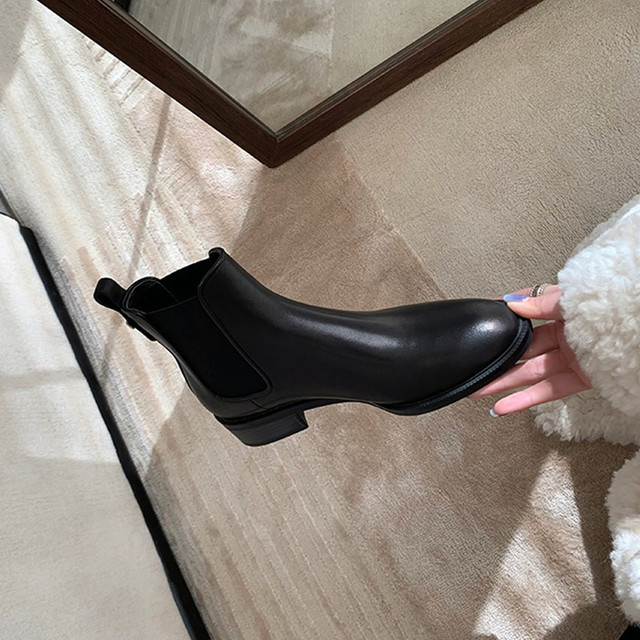 French short boots for women 2025 new autumn and winter thick heel ankle boots Martin boots thin naked boots thick sole Chelsea boots