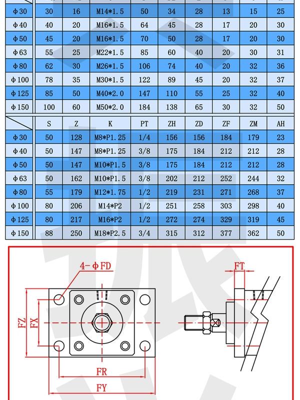 MOB có thể điều chỉnh xi lanh dầu nhẹ MODA40 * 25/50/100/150/75/25-50 loại thanh giằng đôi ổ cắm xi lanh thủy lực