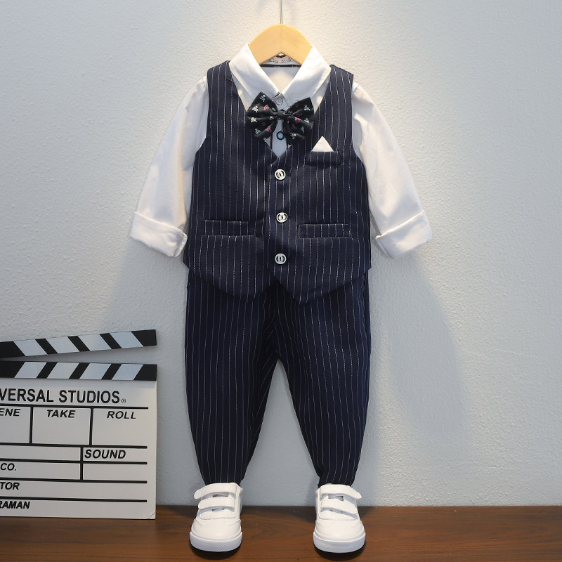 Boy's suit Spring and autumn Inn Wind baby grabbing weekly gown The children spend their children's piano performing a small host suit