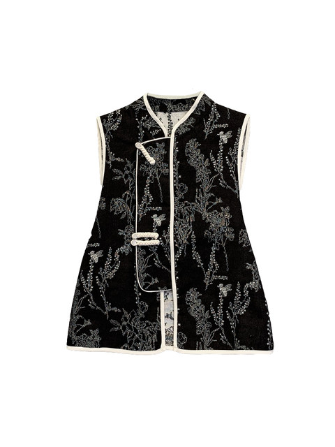 New Chinese-Style National Style Embroidered Buttoned Vest for Women, 2024 Autumn New Fashion Stylish Sleeveless Top