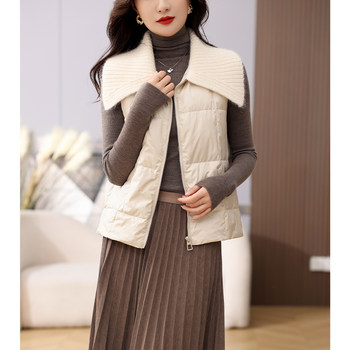 Lapel 90% White Goose down Short Vest for Petite Women, 2023 Autumn and Winter New Style, Fashionable and Lightweight Outerwear