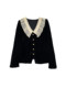 French-Style Chanel-Inspired Velvet Long-Sleeve Shirt with Doll Collar for Women, 2024 Spring and Autumn New Fashion Design, Lightweight Top