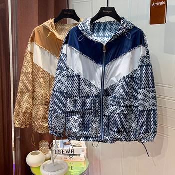 Large Size Short Jacket, Thin Summer Floral Breathable Loose Drawstring European Style Cool Hooded Sun Protection Clothing for Women 2023 New Style