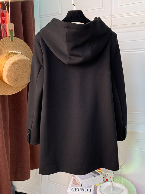 Mid-Length Casual Sweatshirt for Women, Early Spring 2023 New European Style, Hooded Loose Design, Niche Style Suit-Style Sweatshirt Dress