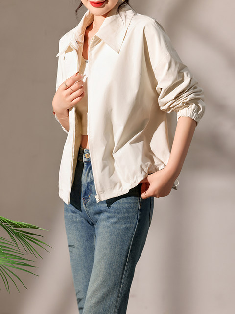 Short Trench Coat for Petite Women, 2024 Autumn New European Style Casual Windbreaker Fashion Jacket
