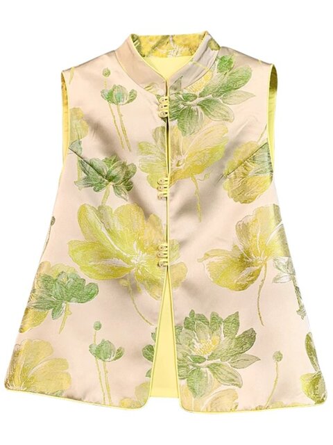 New Chinese-Style Light National Style Embroidered Vest 2024 Spring and Autumn New Fashion Outerwear with Traditional Buttons