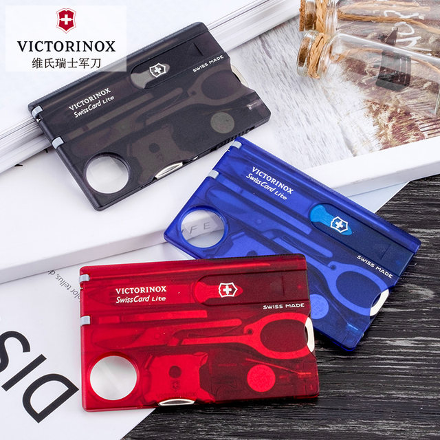 Victorinox Swiss Army Knife Original Genuine Swiss Card Transparent Red 0.7300.T Portable Swiss Army Knife Card