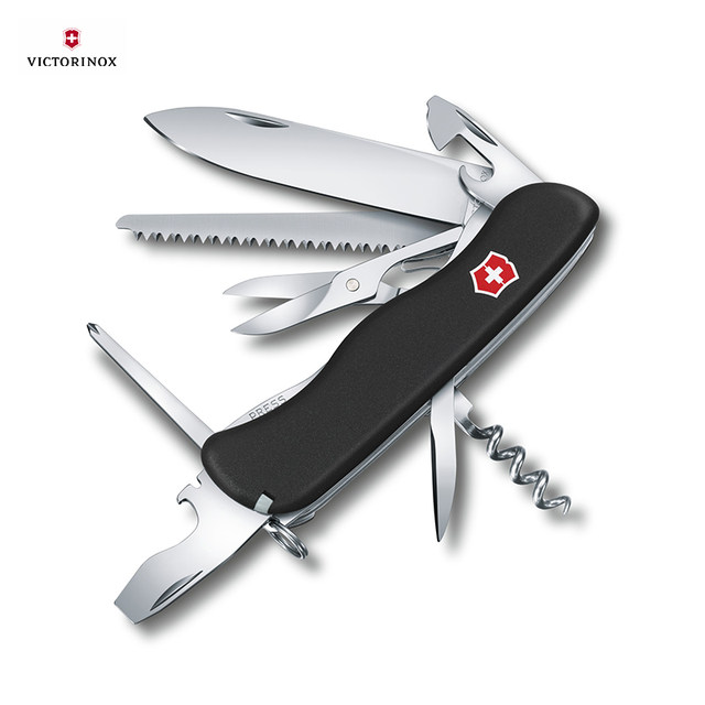 Victorinox ອະນຸຍາດມີດ Swiss Army ມີດ 111mm ຂັບດ້ານຫນ້າສີດໍາ 0.8513.3 ມີດພັບ multifunctional Swiss ມີດ