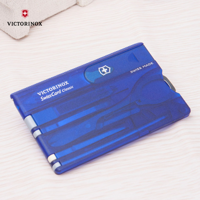 Victorinox Swiss Army Knife 0.7122.T2 Portable Multifunctional Swiss Army Knife Card Blue Transparent Original Import