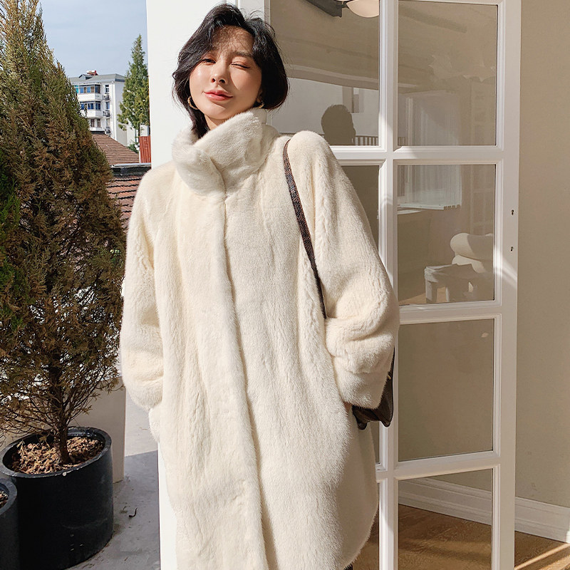 Imported water mink velvet big coat with long young style Henning whole mink mink and mink fur fur coats