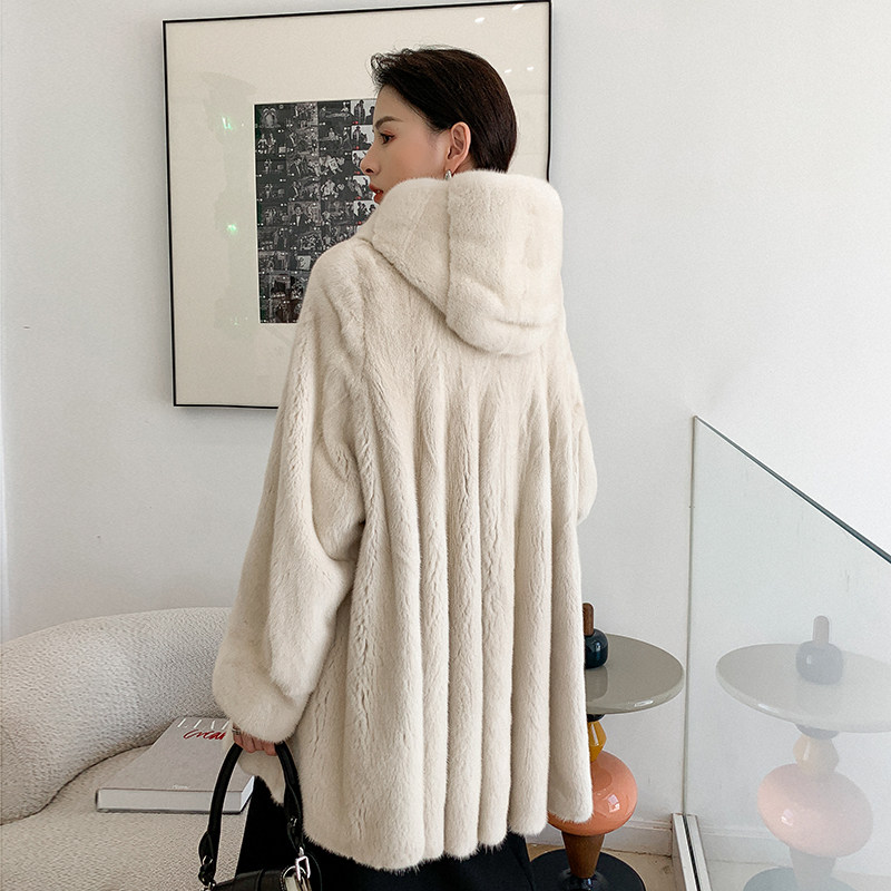 Imported Purple Javi Velvet Mink Fur Coat Woman's Lianhood Little Mother Ferrets Mink Fur Fur Fur Coats Lady Coats