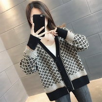 Autumn 2021 new womens sweater cardigan knitted jacket womens loose early autumn coat womens ins Korean sweater