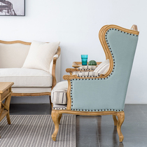 Foreign trade single solid wood oak sofa chair single sofa chair linen sofa leisure sofa chair soft bag armchair