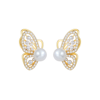 Natural Pearl Earrings for Women, High-End 925 Sterling Silver Butterfly Earrings, 2025 New Style, Accessible Luxury Elegant Earrings, Silver Jewelry