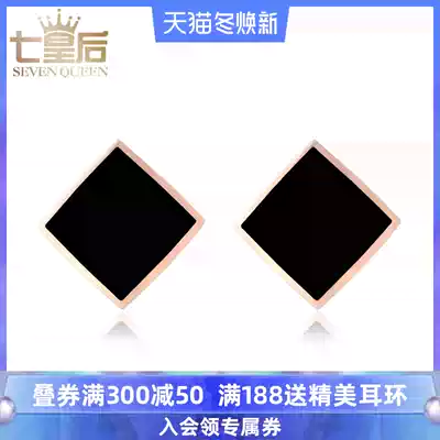 Black titanium steel cold wind ear needle female geometric earrings temperament Korean personality simple wild 2020 New Tide