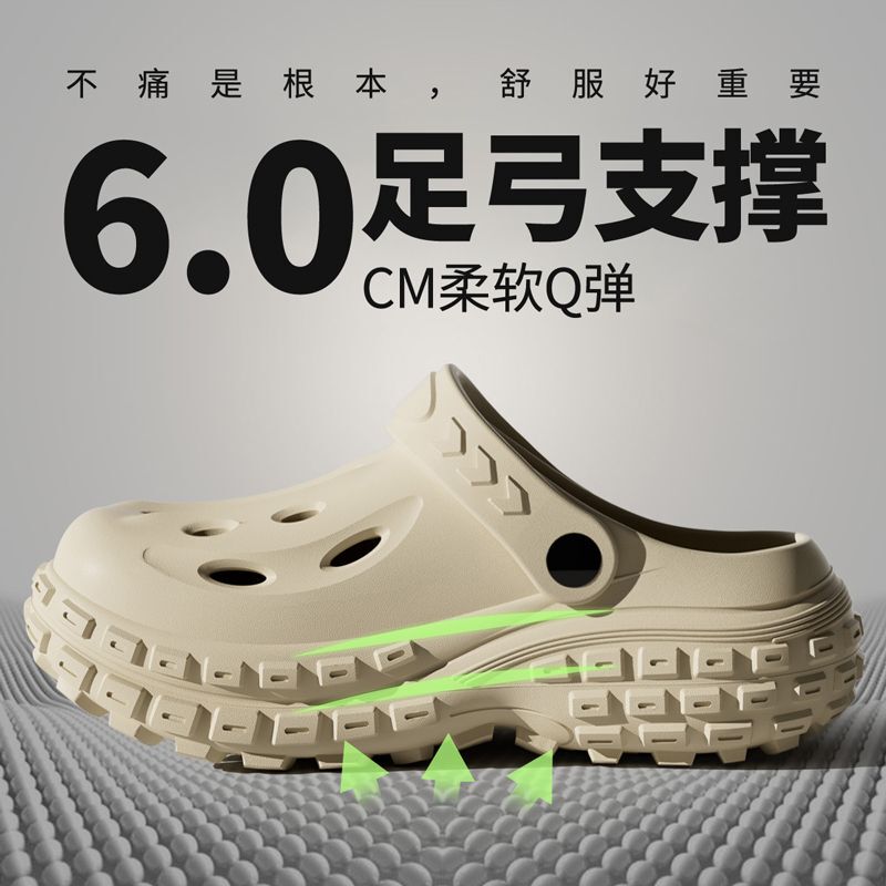 Men's Clogs, Summer 2025 New Model, Height-Increasing, Non-Slip, Odor-Resistant, Arch Support, Men's Dual-Wear Style