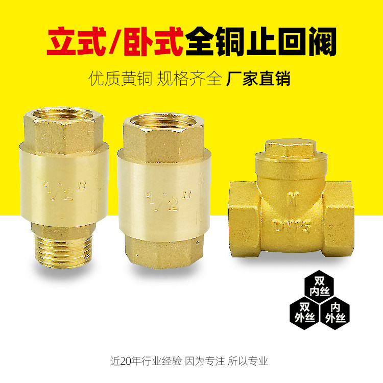 All copper 4 points 6 points 1 inch vertical check valve Horizontal check valve Double inner wire outer wire inner and outer wire reverse check valve