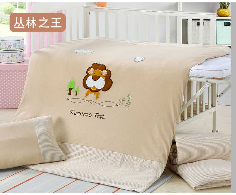 Màu bông mẫu giáo chăn ba mảnh mùa xuân và mùa hè lõi trẻ em nap giường nhỏ bé bộ dụng cụ là sáu bộ 	chăn ga gối cho bé gái	