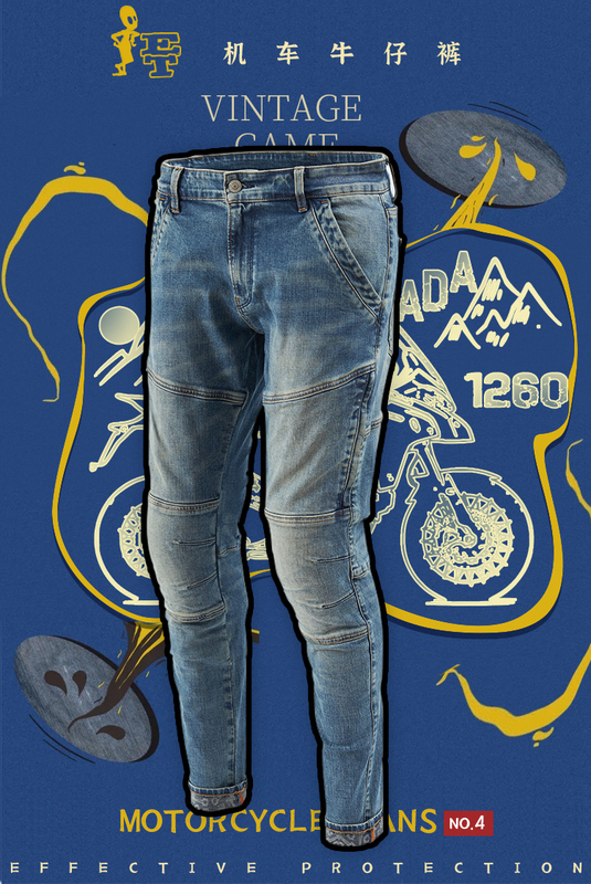 Et Brand Motorcycle Riding Jeans, Motorcycle Crash Protection, Three-Dimensional Cut, Patchwork Style, Slim Fit